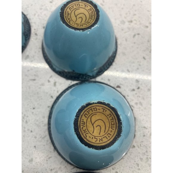 Vintage 12 pc Turkish coffee cups saucers Star of David Hand Made Hareli Israel - Picture 9 of 10